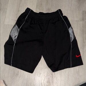 Nike Kids Black Shorts with Gray and Red Accents